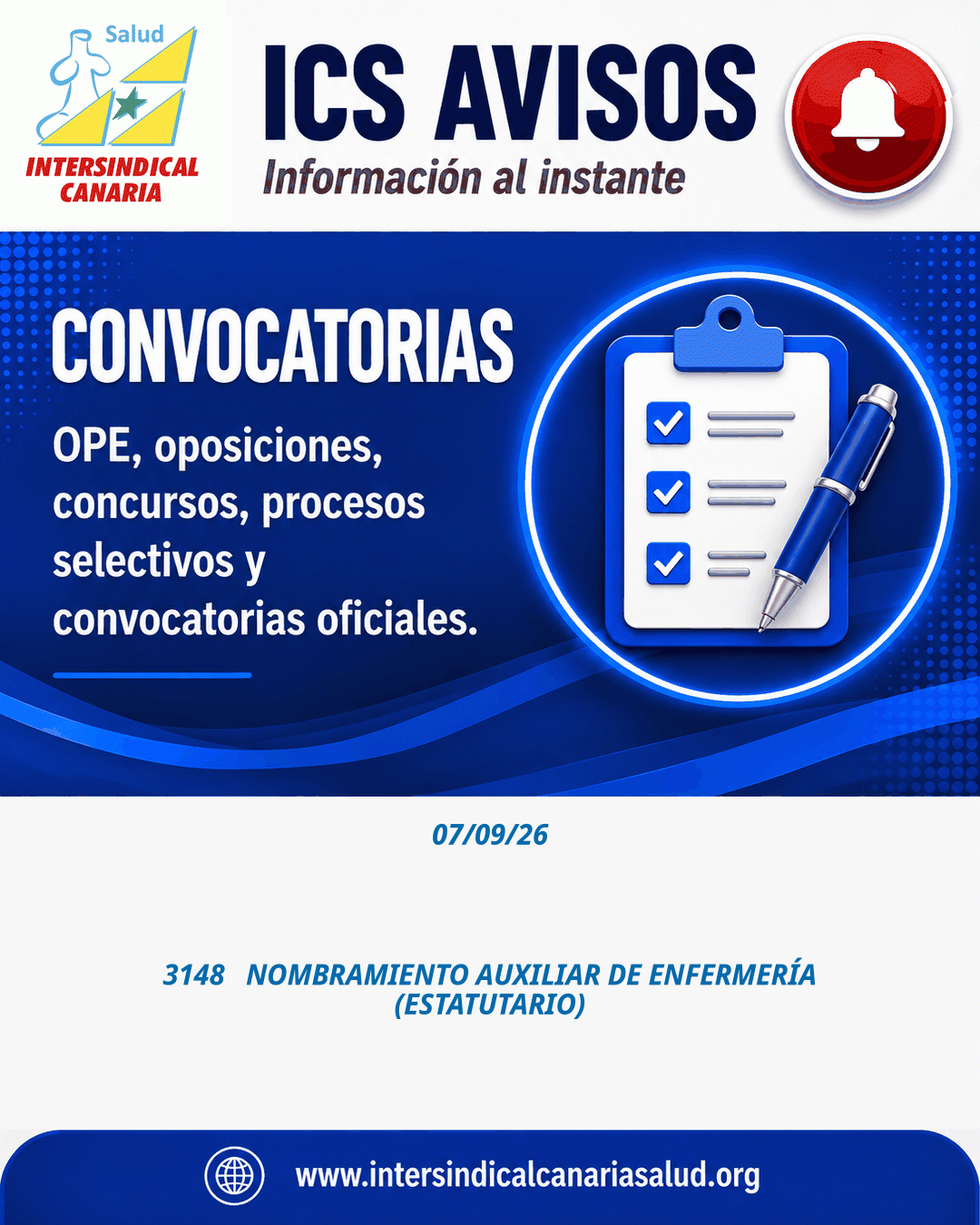 INFORMA 7 DE SEPTIEMBRE DE 2026 – CONVOCATORIAS